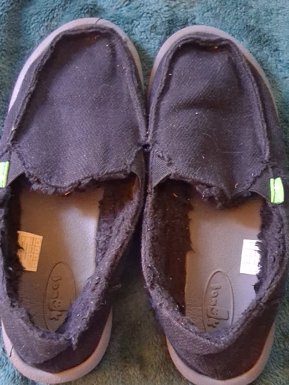 Rocket Dog Black Slip-On Kids Shoes with Green Tab